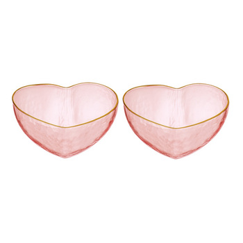 2pc Amour Pink Tinted Mini Glassware/Serveware Bowl Set