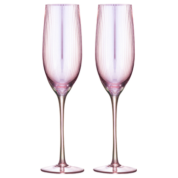 2pc Tempa Thalia 260ml Crystal Champagne Glass - Pink Quartz