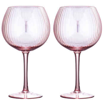 2pc Tempa Thalia 685ml Crystal Gin Glass Set - Pink Quartz