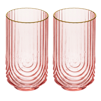 2pc Tempa Florence 450ml Highball Glass Tumbler - Opulent Pink