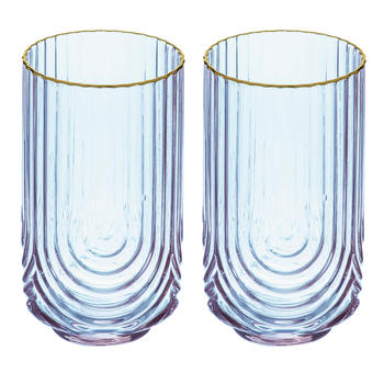 2pc Tempa Florence 450ml Highball Glass Tumbler - Tranquil Blue