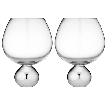 2pc Tempa Astrid 600ml Crystal Gin Glass Set - Silver