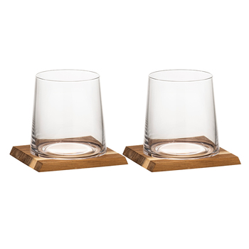 2pc Tempa Harvey Crystal Whisky Glass & Coaster Set