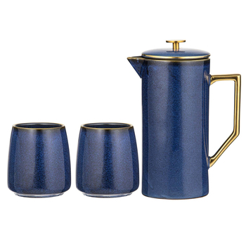 3pc Tempa Rae New Bone China/SS Coffee Press/Cup Set - Midnight Blue