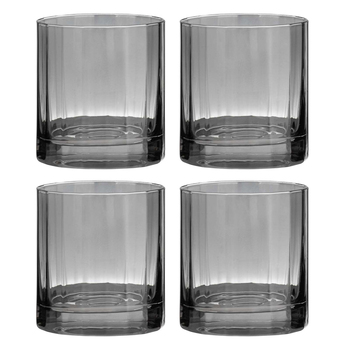 4PK Tempa Ava 305ml/9cm Crystal Whisky Glass Tumbler Set - Charcoal