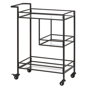 Tempa Bradley 86cm Iron/Glass Bar Cart Drink Storage - Black