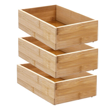 3PK Boxsweden Bamboo Organisation Tray 23X15X7cm