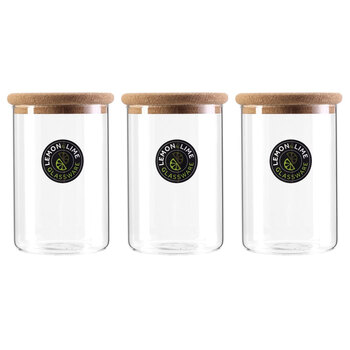 3PK Lemon & Lime Stockholm Glass Canister Cork Lid 1L