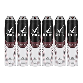 6x Rexona Anti-Perspirant 250ml Deodorant Essentials Men