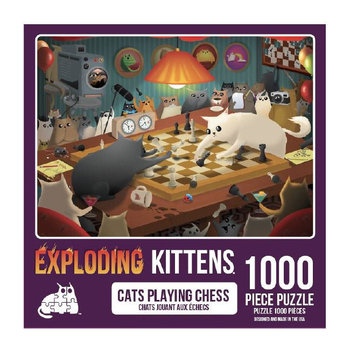 1000pc Exploding Kittens Puzzle Cats Playing Chess Kids/Children Toys