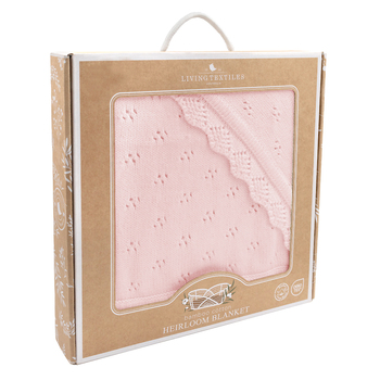 Living Textiles 85cm Cotton Heirloom Baby Blanket - Blush