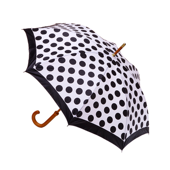 Clifton Women's Walking 103cm Wood Handle Umbrella - Polka Dots