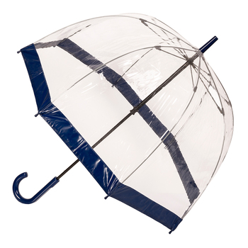 Clifton Women's Walking 87cm Clear PVC Birdcage Umbrella - Navy Border