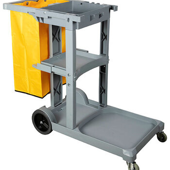 Cleanlink 113.5x98cm 3-Tier Janitor's Trolley Cart - Grey