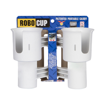 Robo Cup Portable 2-Drink Caddy/Bottle Holder - White