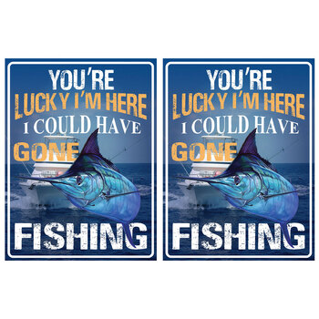 2PK AFN Aluminium 30x40cm Tin Sign Lucky Im Here Wall Hanging Signage