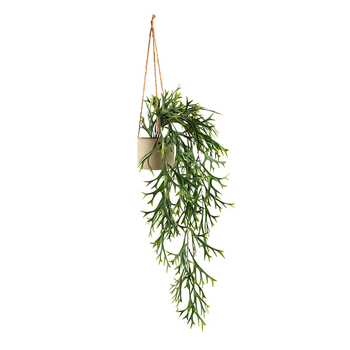 Maine & Crawford 55cm Staghorn Hanging Artificial Plant In Concrete Pot