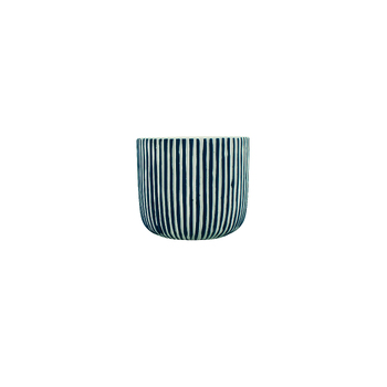 Maine and Crawford Jade Stripe 17x15cm Concrete Pot - BLU/WHT