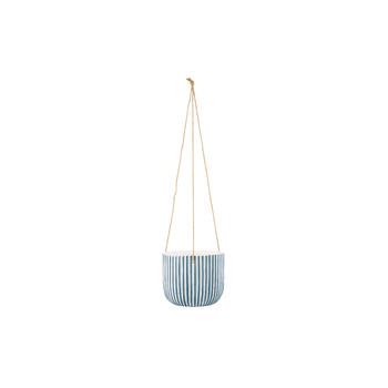 Maine and Crawford Jade Stripe 70cm Concrete String Hang Pot - Blue/White