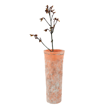 Maine and Crawford Sersi 37x16cm Antiqued Face Concrete Vase - Terracotta