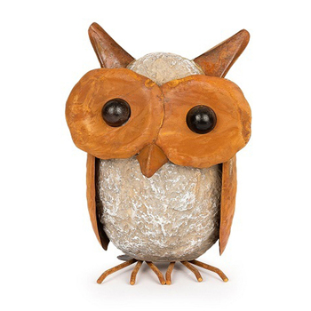 Garden 23cm Metal Owl Resin/Rust Medium Outdoor Decor