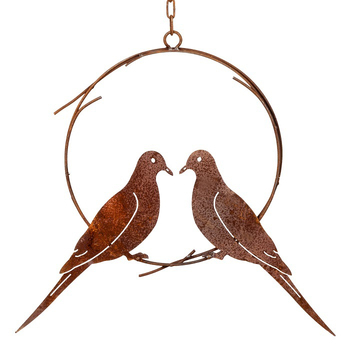 Garden Rust 43x35cm Metal Doves in Wreath Ring Outdoor Decor