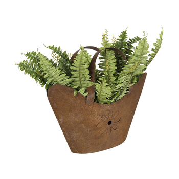 Handbag Shape 43cm Metal Planter Holder Garden Decor - Brown