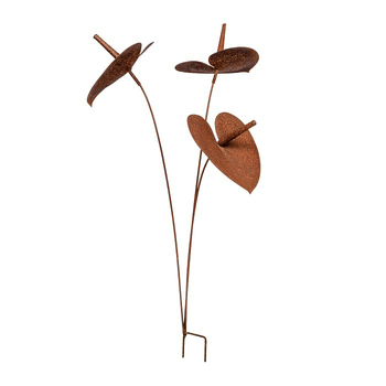 Garden Rust Metal 123cm Anthurium Stake Outdoor Decor