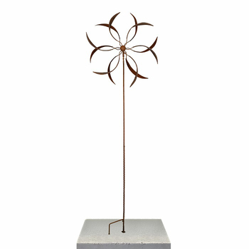 Garden 260cm Rust Metal XL Double Windmill Outdoor Decor