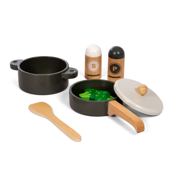 6pc Astrup MamaMemo Wooden Pot & Pan Set Toy Kids 3y+