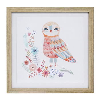 LVD Framed Glass/Resin 40x40cm Print Owl 1 Wall Hanging Art