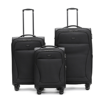 3pc Australian Luggage Co Softside Wings Wheeled Suitcase - Black