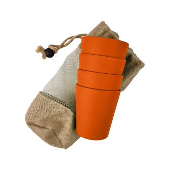 4pc Eco Soulife All Natural 350ml Outdoor Drinking Cup Set Orange