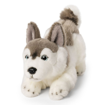 Living Nature 23cm Husky Playful Pup Kids Soft Toy Grey