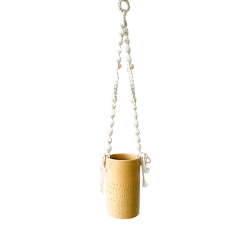 Rayell Large Lacey Hanging Pot/Planter Mustard 10x18.5x10cm