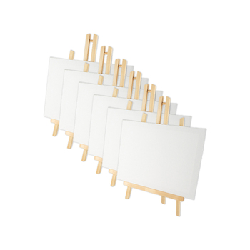 6PK Art Boxd 18cm Stretched Canvas 280gsm w/ Wooden Easel Medium Thick