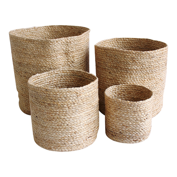 4pc Maine & Crawford Peta Jute Basket Round Storage Set - Natural