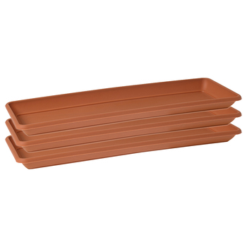 3PK Artevasi Venezia Rectangular Garden Saucer For Pot 47.4x17.4cm Terracotta