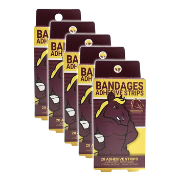 5x 20pc NRL Mascot Brisbane Broncos Kids Adhesive Strips 6y+