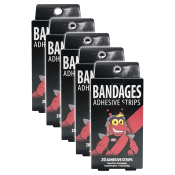 5x 20pc AFL Mascot Bandages Essendon Bombers Adhesive Strips Kids 6y+