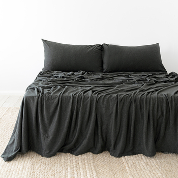 Bambury Size Single BedT Organica Sheet Set Charcoal Home Bedding