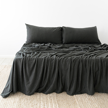 Bambury Size King Single BedT Organica Sheet Set Charcoal Home Bedding