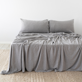 Bambury Size Double BedT Organica Sheet Set Grey Home Bedding