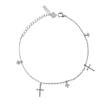 Culturesse Adina 1.9cm Fine Diamante Cross Charm Bracelet - Silver