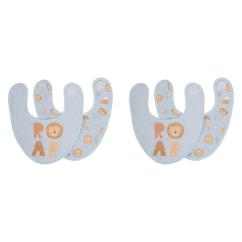 2x 2pc Splosh Baby Lion Cotton Bib Absorbent 22x30cm Blue