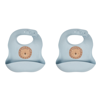 2PK Splosh Baby Lion Silicone Feeding Bib Adjustable 24cm Blue 0+