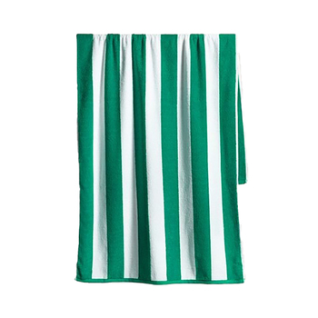 Canningvale Striped Cabana 160cm Cotton Terry Beach Towel - Emerald