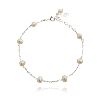 Culturesse Chaya 23cm Adjustable Pearl Bracelet - Fine Silver