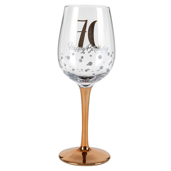 Happy Birthday 70 Stem Wine Glass Rose Gold 430ml