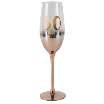 Birthday 50th Champagne Rose Gold Ombre 150ml Drinking Glass